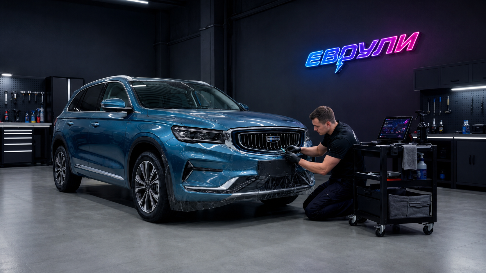 Оклейка антигравийной пленкой Geely